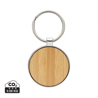 Logotrade promotional merchandise photo of: RCS recycled zinc alloy round keychain with bamboo