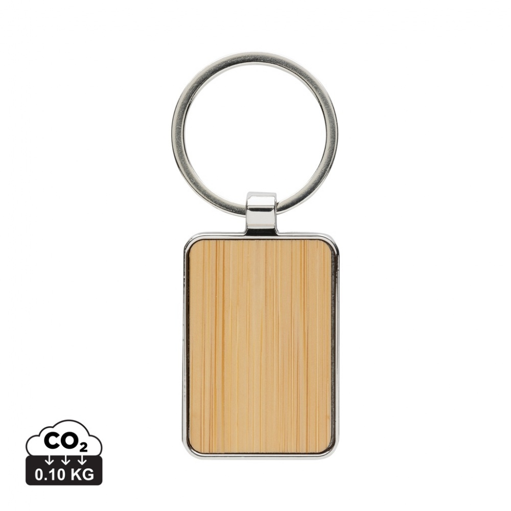 Logotrade advertising products photo of: RCS recycled zinc alloy rectangle keychain with bamboo