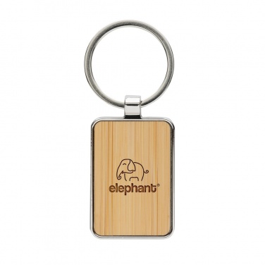 Logotrade promotional item picture of: RCS recycled zinc alloy rectangle keychain with bamboo