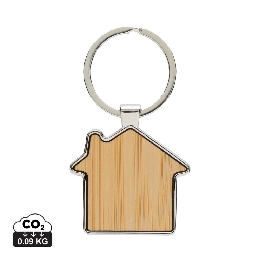 Logotrade advertising product image of: RCS recycled zinc alloy house keychain with bamboo