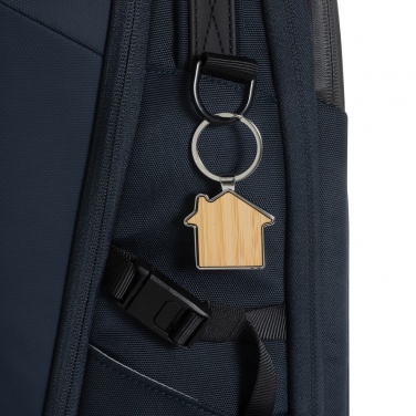 Logo trade promotional merchandise photo of: RCS recycled zinc alloy house keychain with bamboo