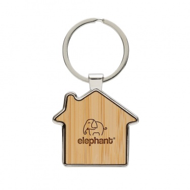 Logotrade corporate gift image of: RCS recycled zinc alloy house keychain with bamboo