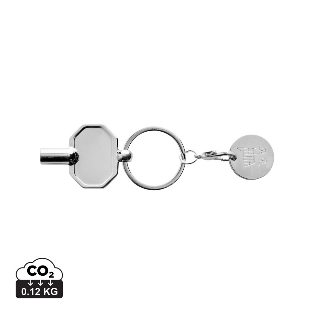 Logo trade promotional gifts picture of: RCS recycled zinc alloy radiator key keychain with coin