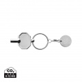 RCS recycled zinc alloy radiator key keychain with coin, silver