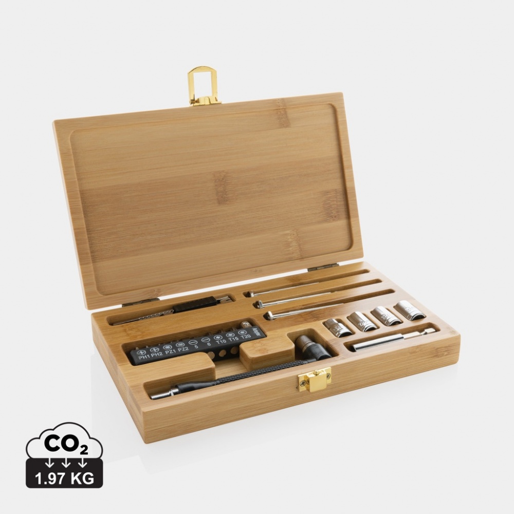 Logo trade promotional gift photo of: Carvine 21 pcs bamboo tool set