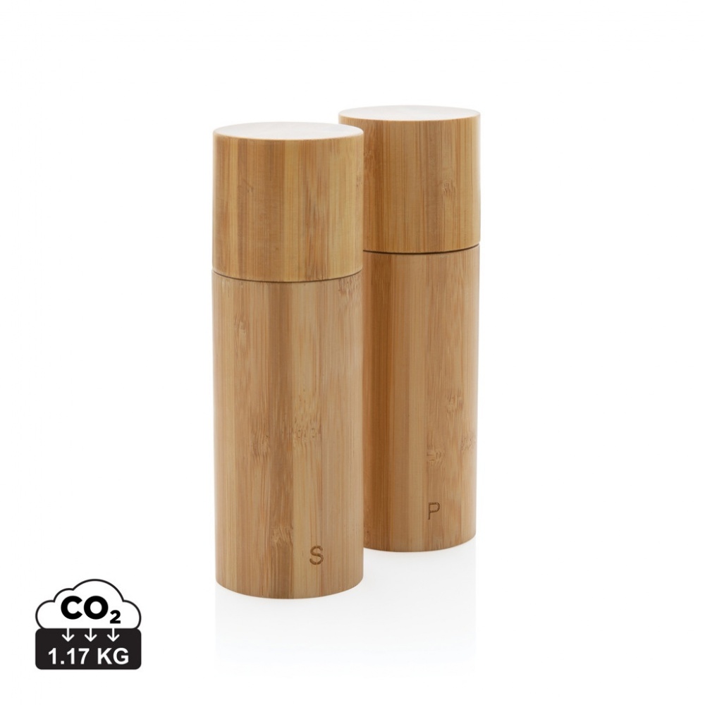 Logo trade business gift photo of: Ukiyo bamboo salt and pepper mill set