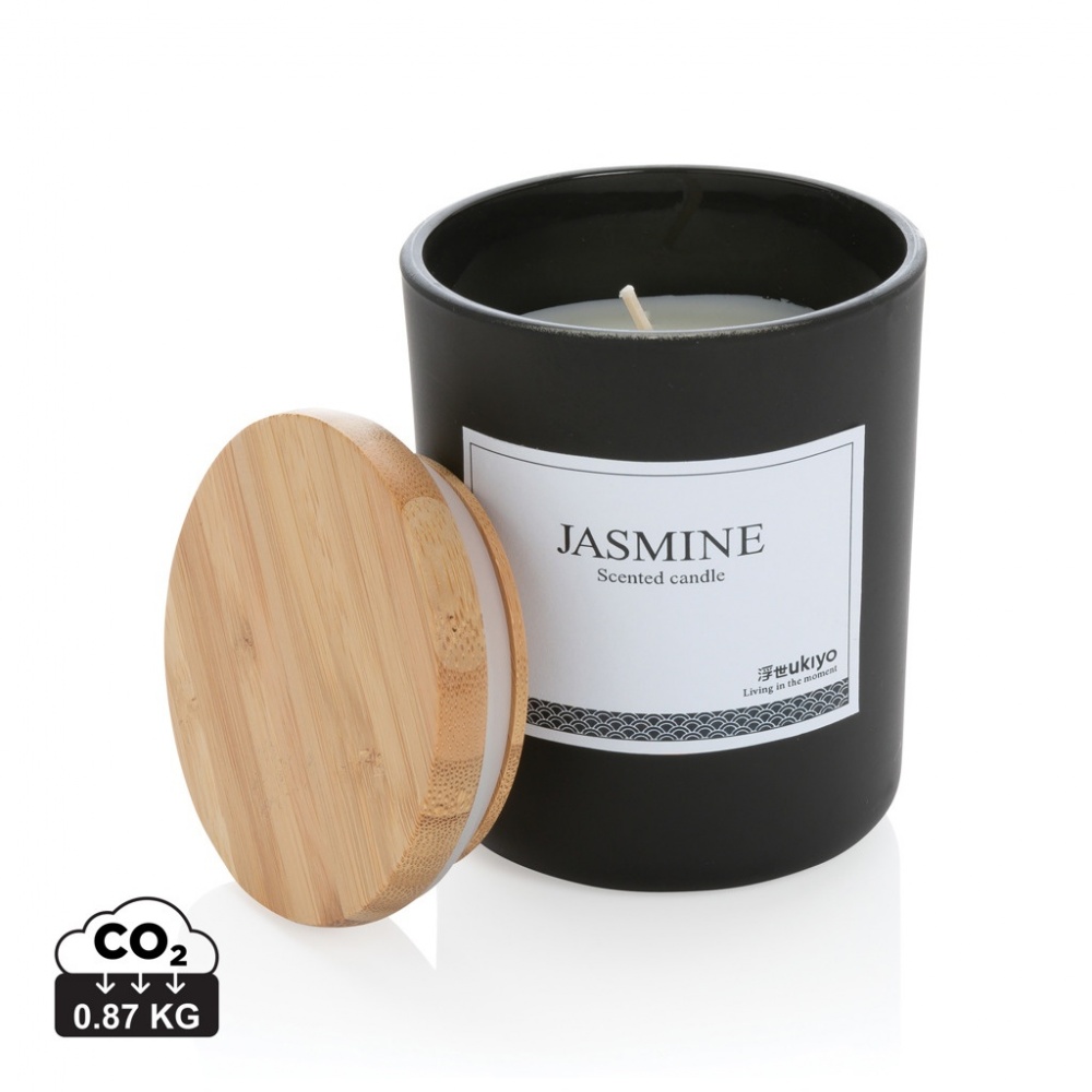 Logo trade business gifts image of: Ukiyo deluxe scented candle with bamboo lid