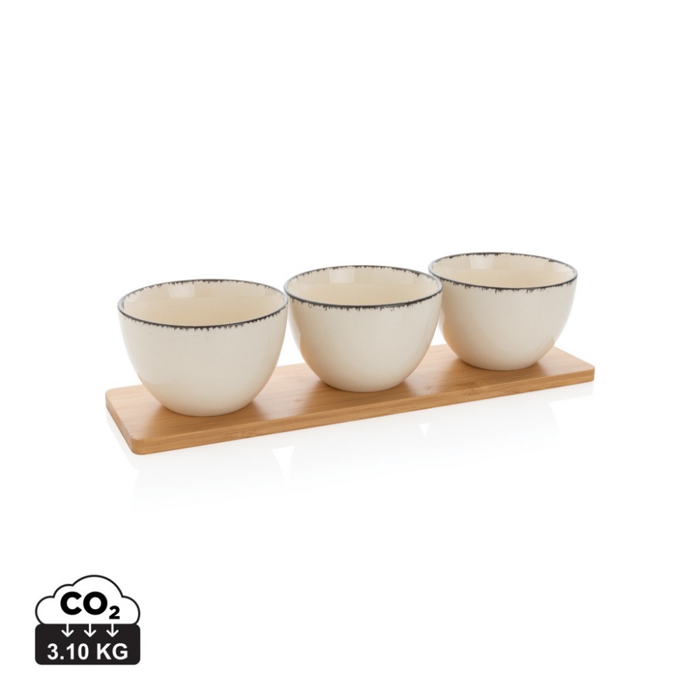 Logotrade promotional merchandise picture of: Ukiyo 3pc serving bowl set with bamboo tray