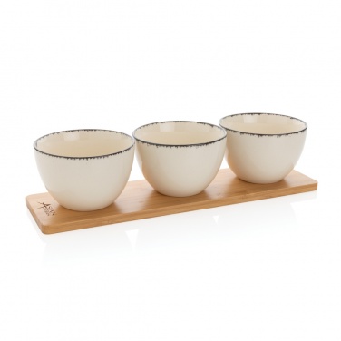 Logo trade advertising product photo of: Ukiyo 3pc serving bowl set with bamboo tray