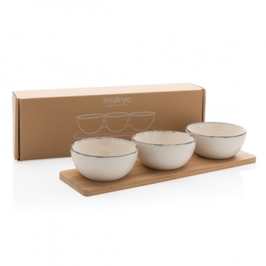 Logo trade promotional gifts picture of: Ukiyo 3pc serving bowl set with bamboo tray