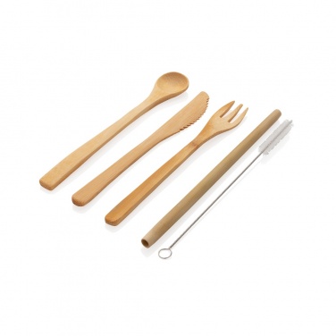 Logo trade advertising products image of: Reusable bamboo travel cutlery set