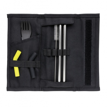 Logo trade promotional gift photo of: Tierra 2pcs straw and cutlery set in pouch