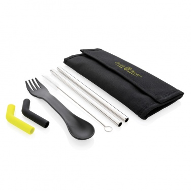 Logo trade advertising products picture of: Tierra 2pcs straw and cutlery set in pouch