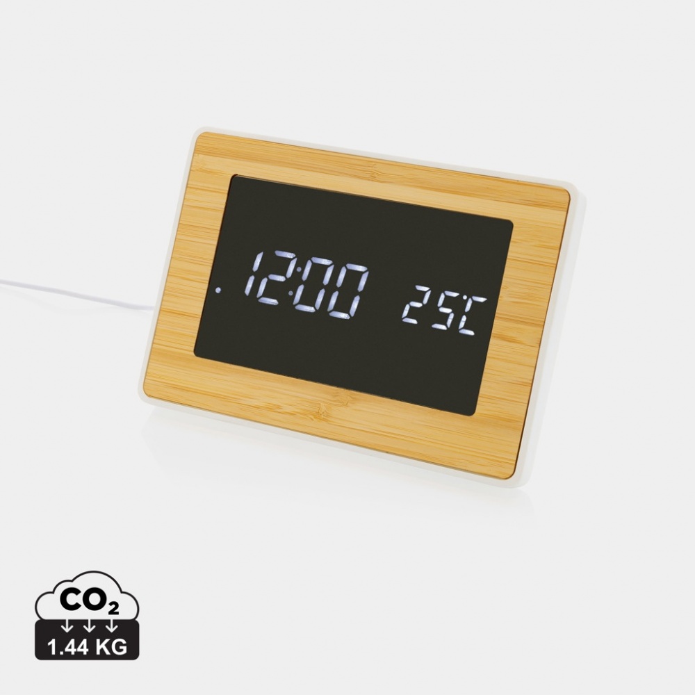 Logo trade business gifts image of: Utah RCS recycled plastic and bamboo LED clock