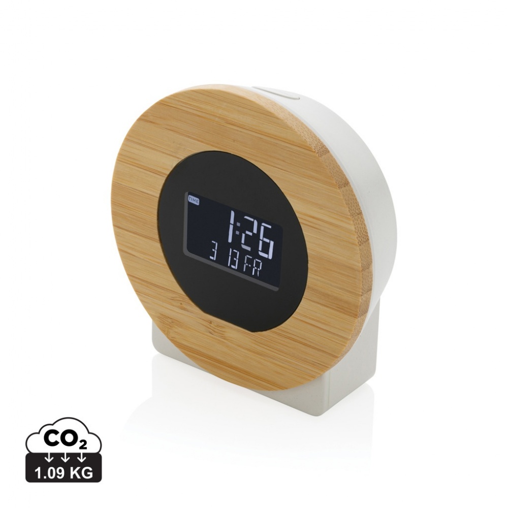 Logo trade advertising products picture of: Utah RCS rplastic and bamboo LCD desk clock