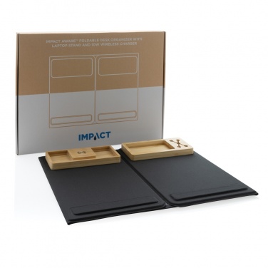 Logotrade advertising products photo of: Impact AWARE RPET Foldable desk organizer with laptop stand