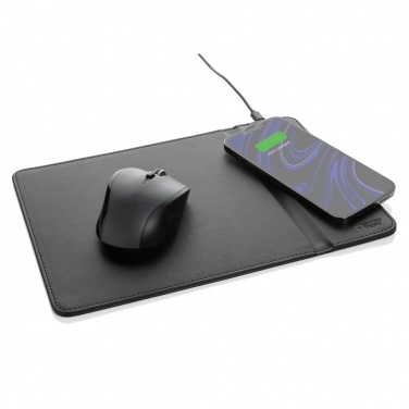 Logotrade promotional item picture of: Swiss Peak RCS recycled PU 10W wireless charging mousepad