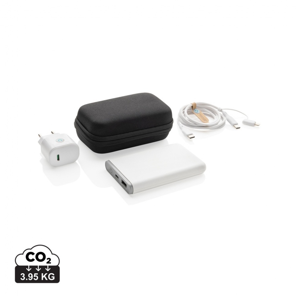 Logo trade promotional item photo of: Surge RCS recyled PET 20W type C 3 pcs charging set