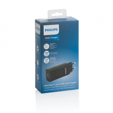 Logo trade promotional merchandise photo of: Philips 65W ultra fast PD 3-port USB wall charger