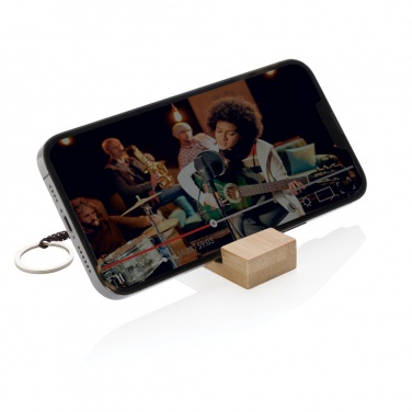 Logotrade promotional item image of: Standkey bamboo keychain phone stand