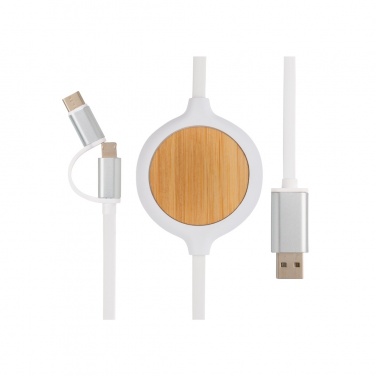 Logotrade promotional giveaway image of: 3-in-1 cable with 5W bamboo wireless charger