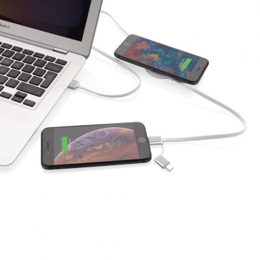 Logo trade promotional gift photo of: 3-in-1 cable with 5W bamboo wireless charger