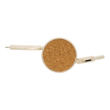 Logo trade promotional product photo of: Cork and Wheat 6-in-1 retractable cable