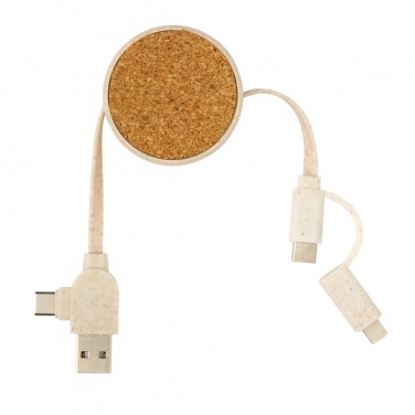 Logo trade promotional giveaways picture of: Cork and Wheat 6-in-1 retractable cable