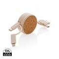 Cork and Wheat 6-in-1 retractable cable, khaki