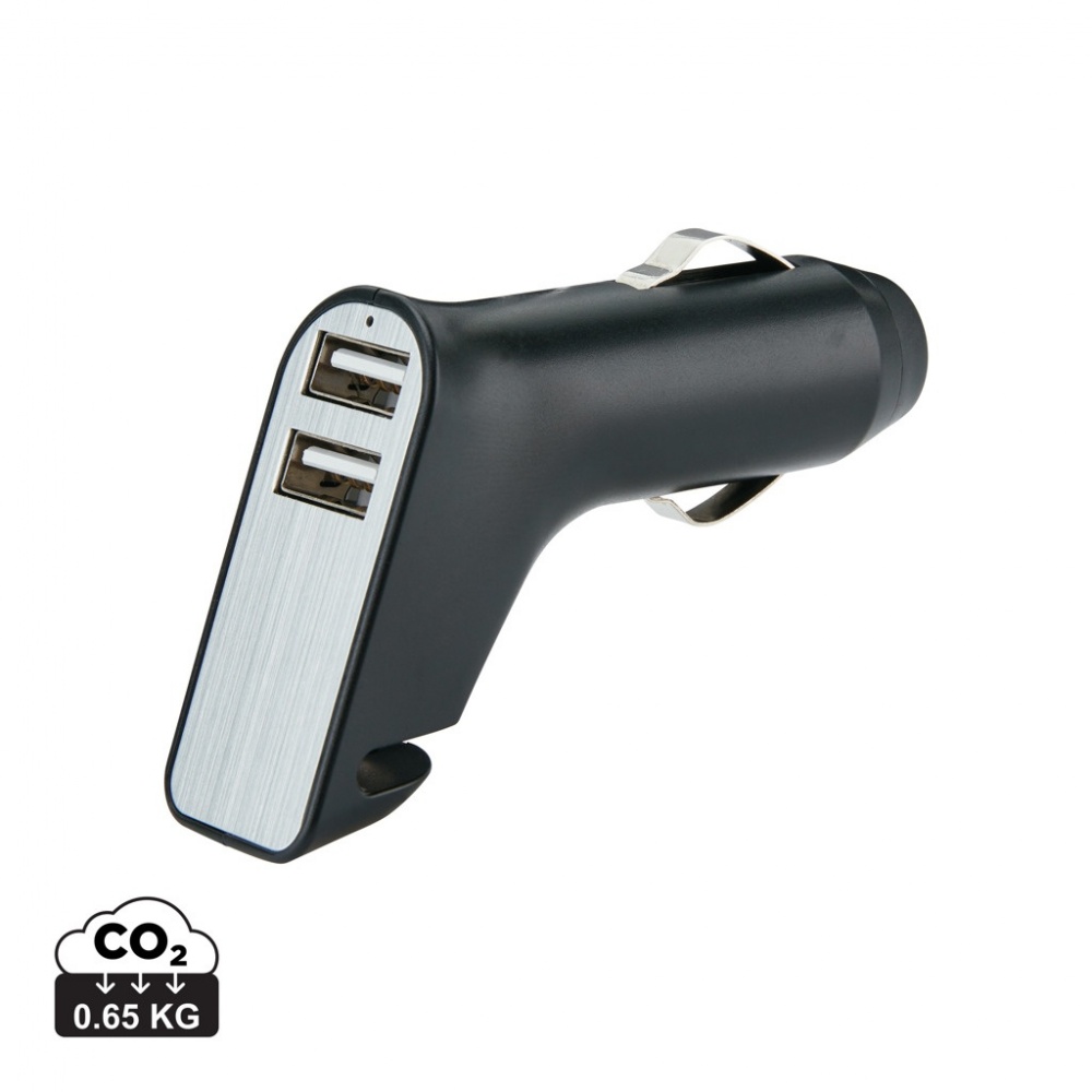 Logo trade business gift photo of: Dual port car charger with belt cutter and hammer