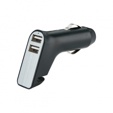 Logo trade promotional giveaways image of: Dual port car charger with belt cutter and hammer