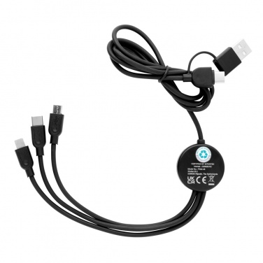 Logotrade corporate gift image of: RCS recycled TPE and recycled plastic 6-in-1 cable