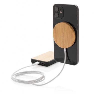 Logo trade advertising products image of: 10W bamboo magnetic wireless charger