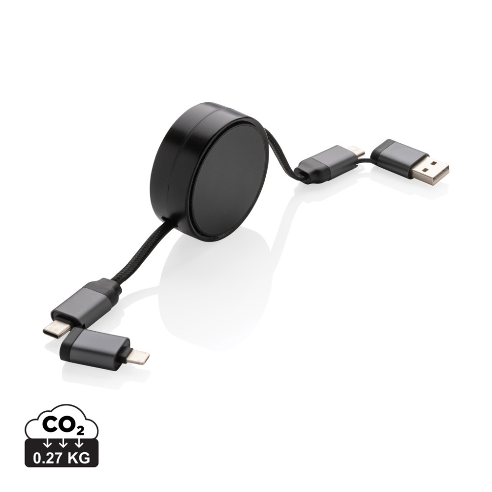 Logo trade promotional item photo of: Terra RCS recycled aluminium retractable 6 in 1 cable