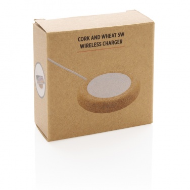 Logo trade promotional gifts image of: Cork and Wheat 5W wireless charger