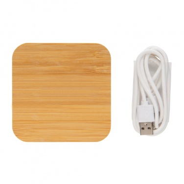 Logotrade promotional giveaway image of: Bamboo 5W wireless charger with USB