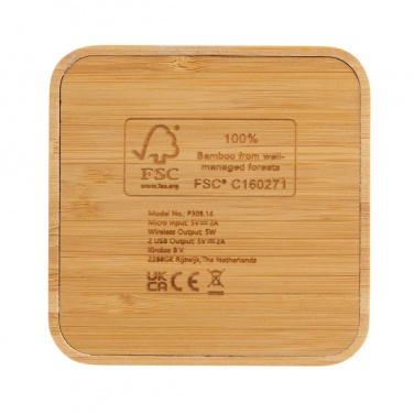 Logotrade promotional merchandise image of: Bamboo 5W wireless charger with USB