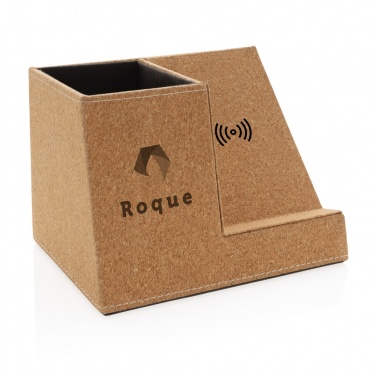 Logo trade promotional giveaways picture of: Cork pen holder and 5W wireless charger