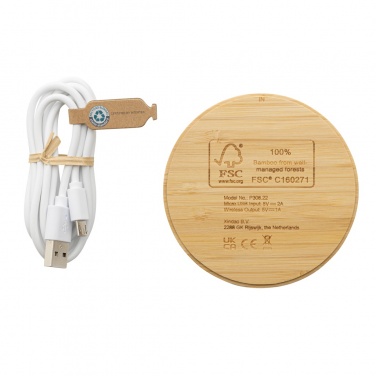 Logotrade promotional merchandise image of: Bamboo 5W round wireless charger