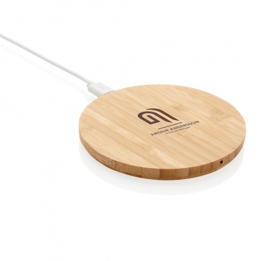 Logotrade business gifts photo of: Bamboo 5W round wireless charger