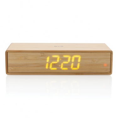 Logo trade corporate gifts picture of: Bamboo alarm clock with 5W wireless charger