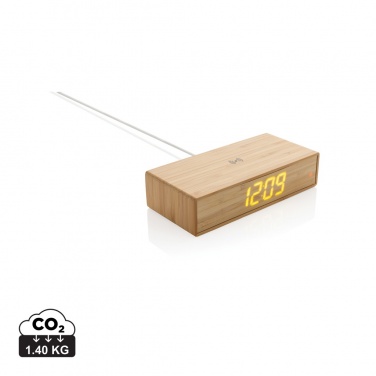 Logo trade advertising products picture of: Bamboo alarm clock with 5W wireless charger