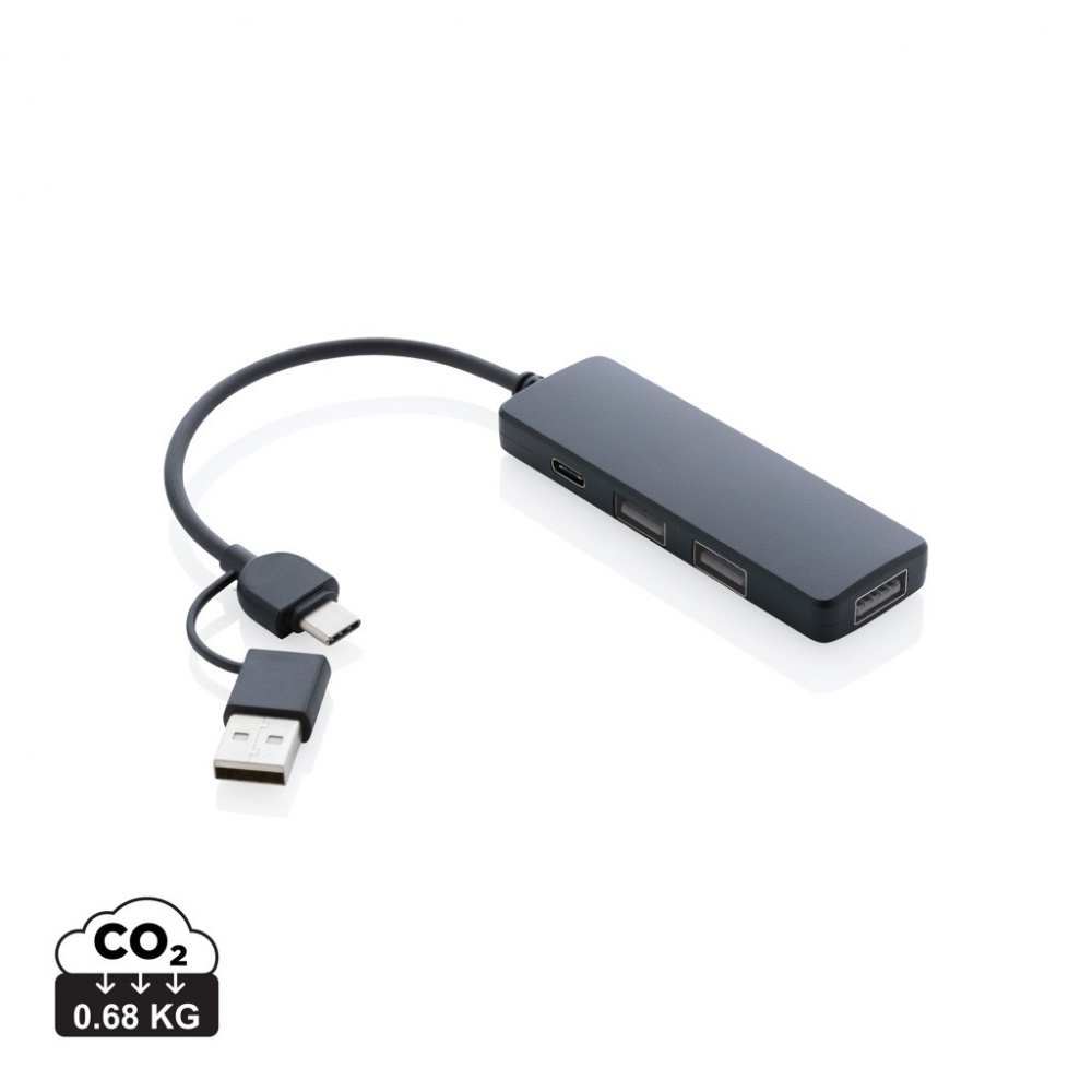 Logo trade promotional items image of: RCS recycled plastic USB hub with dual input