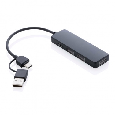 Logo trade promotional item photo of: RCS recycled plastic USB hub with dual input