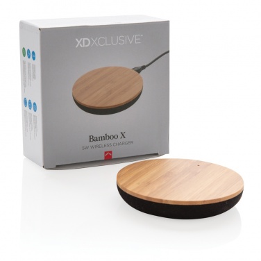 Logo trade promotional gift photo of: Bamboo X 5W wireless charger