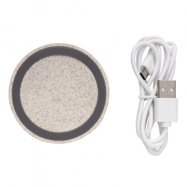 Logo trade promotional products picture of: Wheat Straw 5W round wireless charging pad