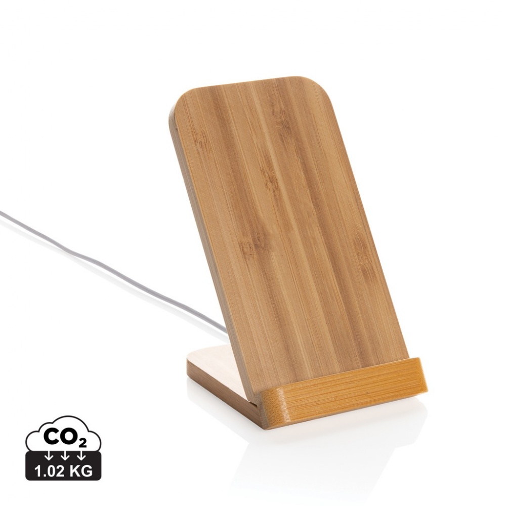 Logotrade promotional giveaway image of: Bamboo 5W wireless charging stand