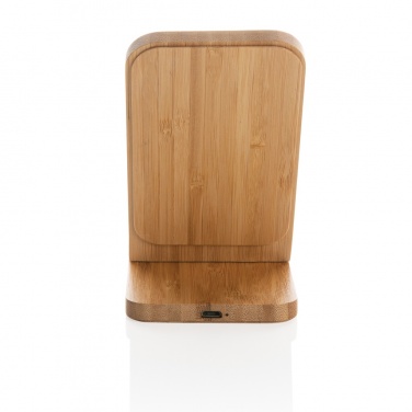 Logo trade business gift photo of: Bamboo 5W wireless charging stand