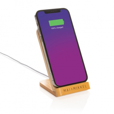 Logotrade promotional merchandise photo of: Bamboo 5W wireless charging stand