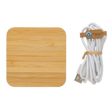 Logo trade promotional giveaway photo of: Bamboo 10W wireless charger with USB